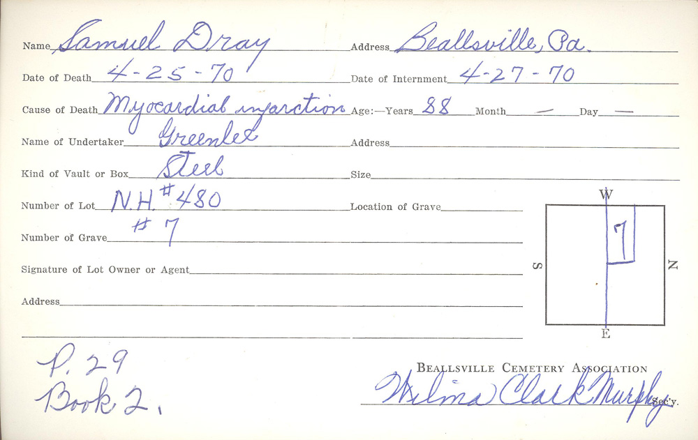 burial card
